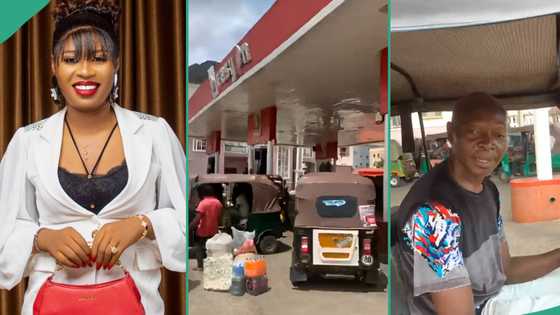Aba keke riders jubilate as Nigerian lady uses filling station to give them free fuel, video trends