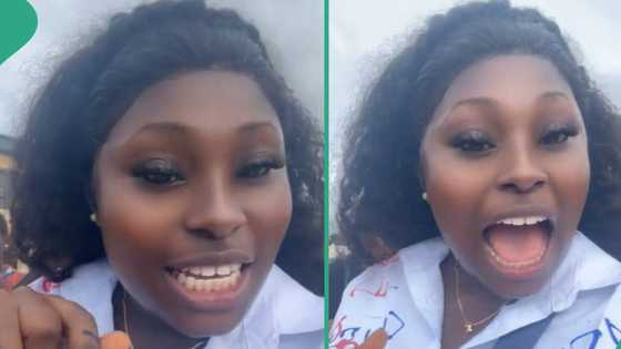 Fresh graduate wears white long-sleeved shirt on day of final examination in her school