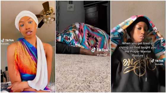 "I got tired of crying": Video of lady's prayer position trends on social media, many ask her questions