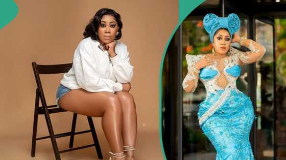 Moyo Lawal asks fans to choose bag for her, gets accused of bleaching her skin: "She don go finish"