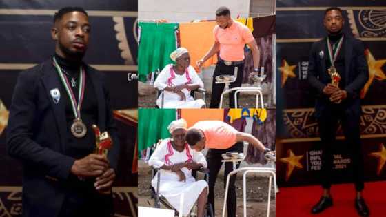 Policeman who repaired damaged traffic light donates walker to 70-year-old amputee