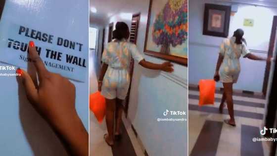 "Don't touch the wall": Nigerian lady who intentionally disobeyed rule in hotel gets dragged by netizens, video trends