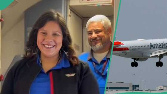 Elderly man welcomes daughter to first cabin crew job, passengers cheer her on