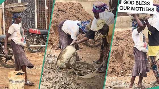 Touching video shows elderly women lifting head pans of cement at construction site, people react