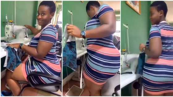 "My jaw dropped when she stood up": Video of fine curvy tailor sewing clothes makes men go crazy