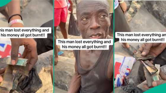 Stack of burnt money found after fire destroyed market, trader laments in viral video