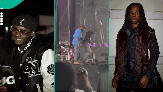 Panic as singer Bims collapses while performing at Rema's Lagos concert: "Looks like PR"