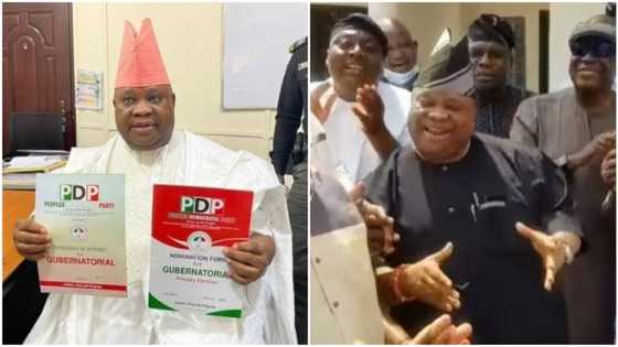 This man and dance na 5 & 6: Reactions as Senator Adeleke dances energetically after PDP guber screening