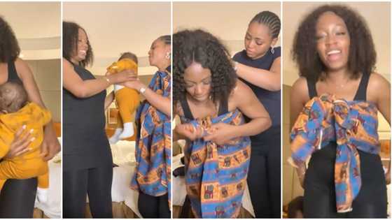 I learn so much from you: BBNaija's Kaffy gushes as Regina Daniels teaches her how to back her baby in London