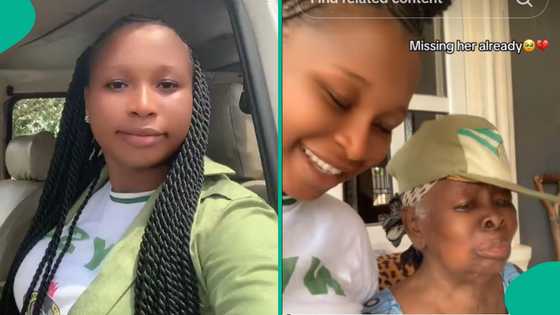 Old woman cries as NYSC member who stayed with her leaves after end of service year