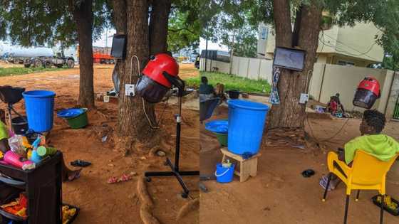 It's the TV for me: Massive reactions as inspiring photos of hairdressing salon under tree surface online