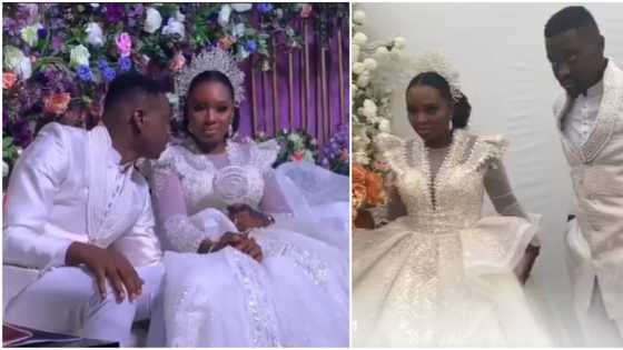 Guests, Cameramen scramble to catch a glimpse of Lateef Adedimeji and Mo Bimpe as they arrive their wedding