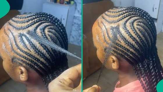 Funny video trends as hairdresser mistakenly leaves out few strands of hair while braiding