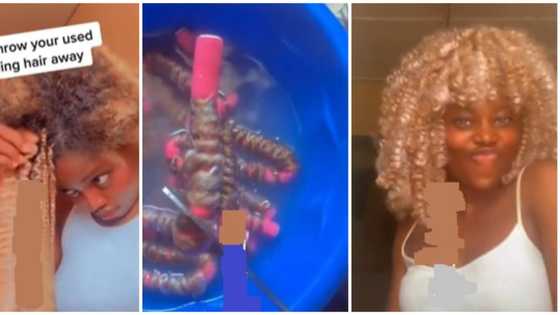 Mixed reactions as talented lady transforms used hair attachment into new wig
