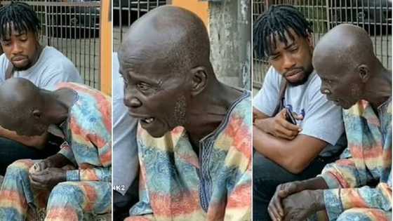 “Na Rasa Matata Da Yara 5”: Matashiy Ya Taimaki Wani Tsoho Da Ke Yawon Bara a Titi a Bidiyo Mai Tsuma Zuciya