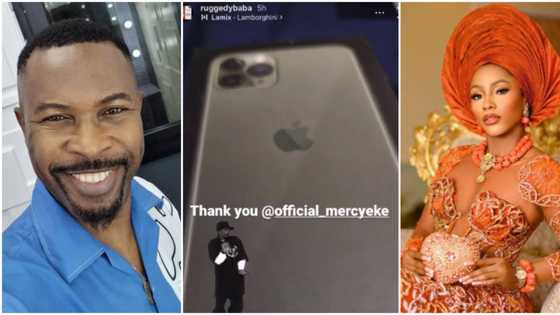 BBN star Mercy Eke gifts veteran rapper Ruggedman a brand new iPhone 12, thanks her online, fans react