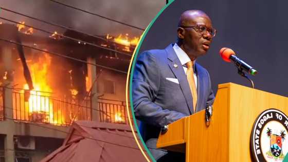 BREAKING: Tears as fire razes Lagos building, video emerges