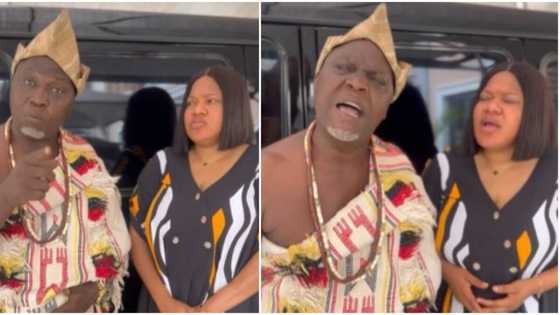 "You must watch by force": Alapini dons herbalist regalia in video as he markets movie for Toyin Abraham