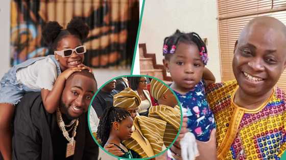 Lovely video of Davido’s daughter Imade taking a selfie with her grandfather at her uncle’s wedding