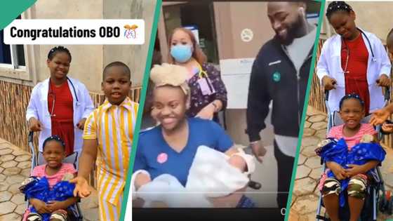 Kid skit makers recreate scene of Davido & Chioma leaving hospital with twins, video goes viral