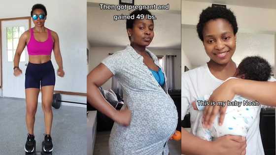 "You have clear skin": Slim lady with good shape shows her body after getting pregnant, video goes viral