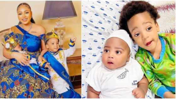 "Khalifa is just you": Fans gush over Regina Daniels' sons as she shows them off in cute photos