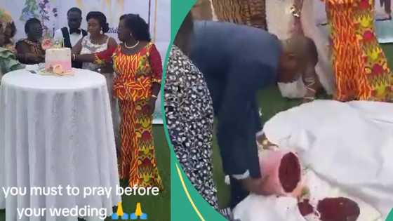 "The person who did this won't make heaven": Drama as wedding cake falls and scatters, video trends
