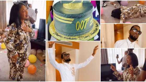 Dbanj wows birthday mate Tonto Dikeh with worship session, she surprises him in turn with lovely cake