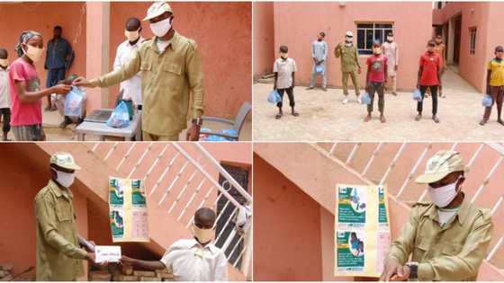 Corps member melts hearts with what he did for these children amid COVID-19, he deserves to be celebrated (photos)