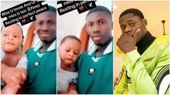 Imole: Man gets emotional after seeing Mohbad's child for 1st time, baby plays with him
