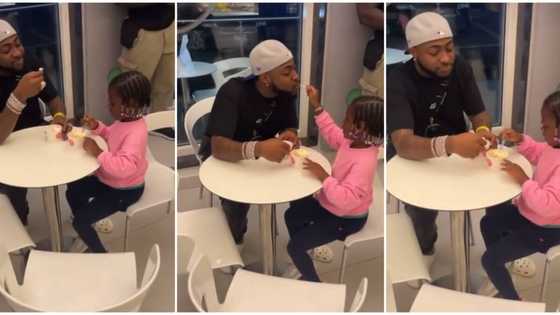 Doting dad Davido takes daughter Imade out for an ice cream treat, they feed each other in sweet video