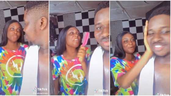 "My girlfriend still comes to visit me in this kind of house": Nigerian man in trenches shows off his fine bae