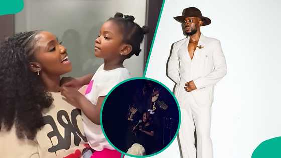 Adekunle Gold's daughter introduces him at UK show, fans drool over her confidence: "Oh my, so cute"