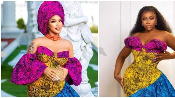 One design, 2 stars: Tonto Dikeh, Ashmusy spotted in similar ankara looks, fans react