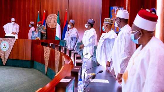 Hotunan ganawar Buhari, Zulum, Buni da dattawan Borno da Yobe a Aso Rock