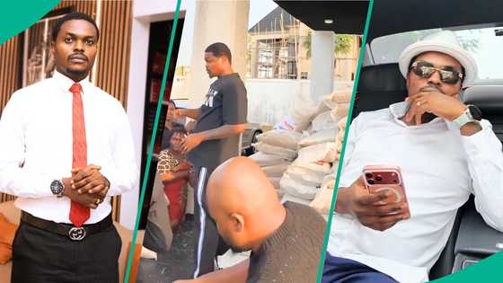 Christmas: Blord Welcomes Hundreds of Villagers to His Mansion, Gives Out Thousands of Bags of Rice