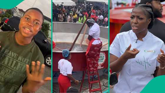 Peller shows up at Hilda Baci’s Jollof cookathon, video draws reactions: "Dem no wash the rice?"