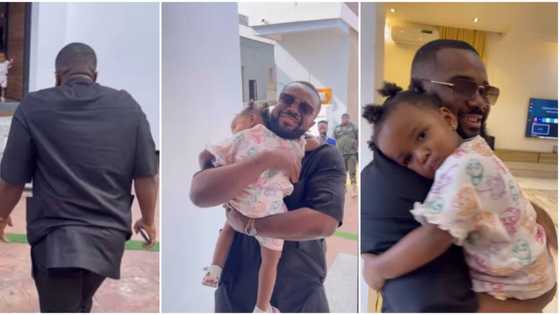 Williams Uchemba's daughter runs with open arms as they finally reunite in cute video: "The real oga wife"