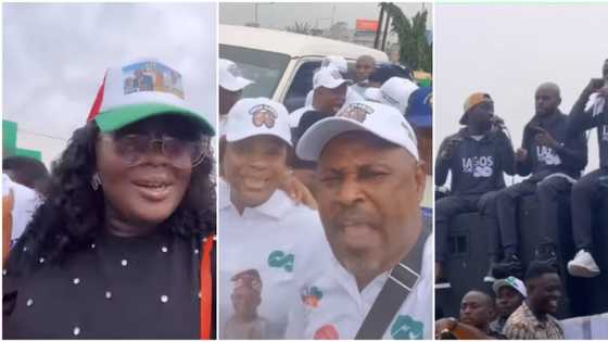 Eniola Badmus, Saheed Balogun, Bimbo Akintola, other top Nigerian celebs storm Lagos streets for Tinubu rally
