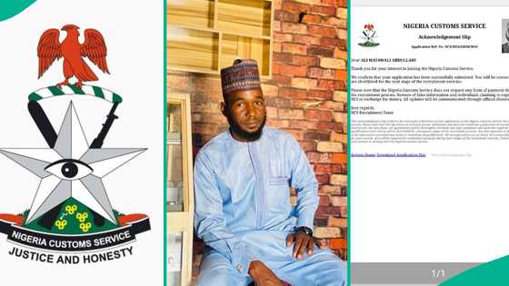 Nigeria Customs recruitment: Man shares acknowledgement slip he got after submitting application