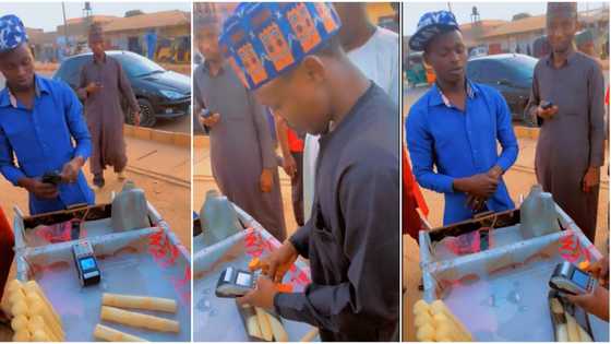 CBN policy: Sugarcane seller goes cashless, puts POS machine in his wheelbarrow as video emerges & goes viral