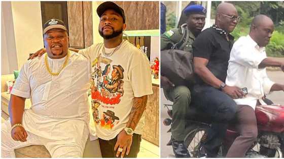 No be lie: Davido backs Cubana Chiefpriest as barman reacts to ex-gov Fayose riding on okada in Lagos