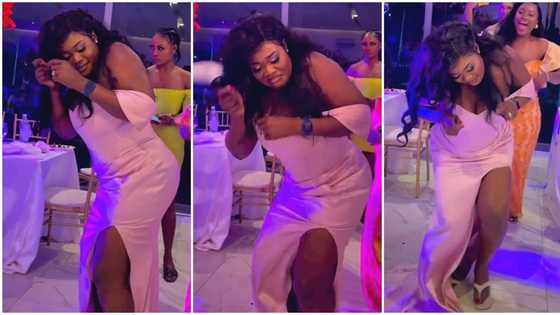 Cute lady in pink gown overshadows everyone at wedding with her energetic dance moves, sweet video causes stir