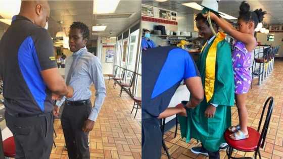 Generous boss reacts as employee skips his school graduation for work, helps him dress up