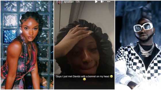 Ayra Starr cries out in embarrassment after meeting Davido with bonnet on her head, shares funny photo