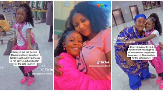 "She's so mature": After 100 days, Nigerian lady in the UK reunites with her young daughter in cute video