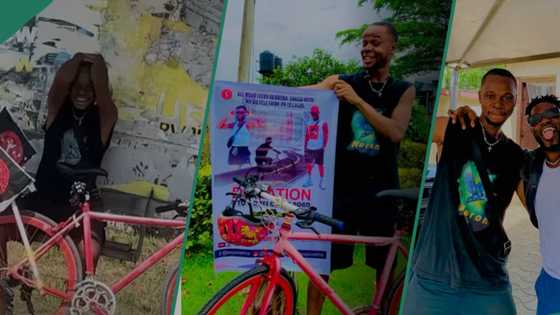 Man cycles from Port Harcourt to Lagos for 6 days to meet Broda Shaggi, expresses excitement in clip
