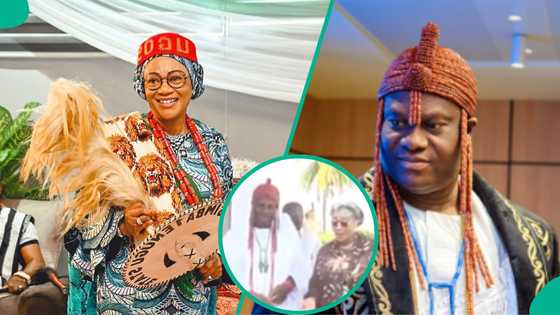 Drama as Ooni of Ife commands his people to prostrate flat for Remi Tinubu: "Respect isn't forced"
