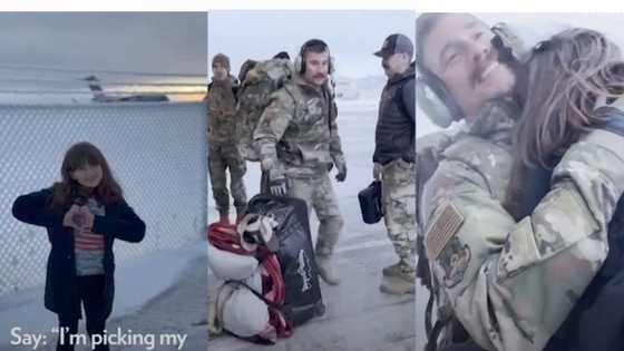 Little girl receives military father's home coming from mum while taking photos, cries joyfully in video