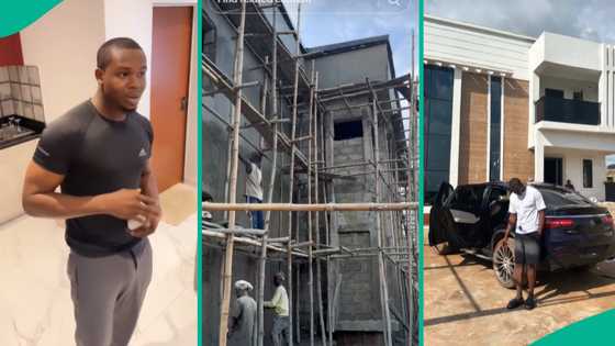 Nigerian man builds house with modern structure, gives it flat roof, paints walls white